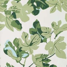 green leaves on white wallpaper with blue water in the center and bottom part of them