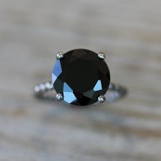 Black Spinel Sterling Silver Cocktail Ring Silver Stone Ring, Black Spinel Ring, Black Stone Ring, Black Engagement Ring, Silver Cocktail, Spinel Ring, Black Ring, Ring Black, Black Spinel