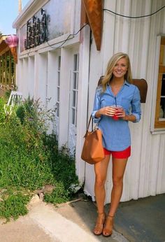 Adrette Outfits, Daisy Dukes, Cute Preppy Outfits, Red Shorts, Mom Outfits, Preppy Outfits, Spring Summer Outfits, Outfits Casuales, Look Fashion