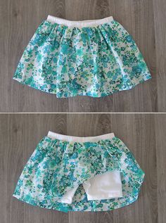 two pictures of the same skirt with different colors and sizes, one is blue and white