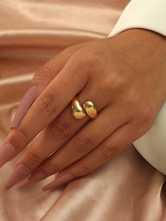 Gold    Copper   Embellished   Jewelry Twisted Gold Ring, Teardrop Ring, Bar Ring, Versatile Jewelry, Party Rings, Chunky Rings, Estilo Hip Hop, Cuff Rings, Form Design