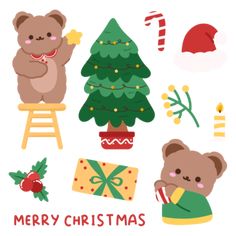 a christmas card with teddy bears and presents