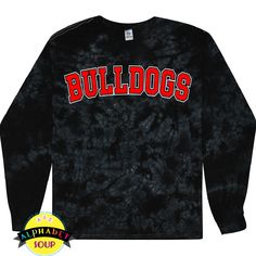 FZS Jr Bulldogs Spirit Wear Alphabet Soup Designs has partnered with FZS Jr Bulldogs to bring you a selection of personalized School Spirit Wear. The Colortone Crystal Wash Long Sleeve Tee can be customized with one of the 9 FZS Jr Bulldogs designs. Product details: 5.3 oz preshrunk 100% heavyweight cotton Double-needle bottom hem Rib cuffs Taped neck and shoulders 7/8" rib collar Classic fit Sewn in Label No two shirts are exactly alike. Enjoy each for its own uniqueness. Wash separately Black Cotton Sublimation Design For Game Day, Collegiate Black Tops With Custom Print, Collegiate Style Black Tops With Custom Print, Custom Graphic Tees, School Apparel, Lacrosse Boys, High School Cheer, Cheer Athletics, Aries Gifts