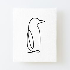 a black and white drawing of a penguin