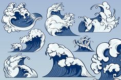 an image of ocean waves in blue and white colors stock photo - budgetless, easy to draw