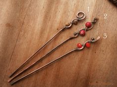 Heart Hair Pin, Wrapped Hair, Wire Heart, Diy Wire Jewelry, Copper Hair, Hair Stick, Handmade Wire Jewelry