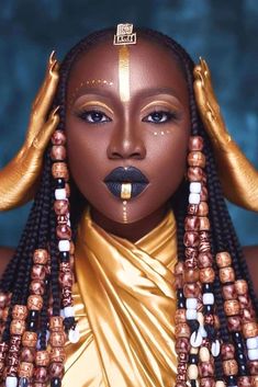 African Face Paint, African Makeup, Drag Make-up, African Goddess, Twisted Hair, African Royalty, Black Makeup, African Queen, Afro Art