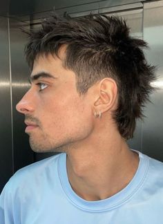 Punk Hair Men, Long Hair Fade, Mullet Haircuts, Spiky Haircut, Spikey Hair, Taper Fade Short Hair, Short Mullet, Mens Haircuts Short Hair, Mod Hair