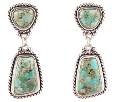 Greet the day accompanied by the bohemian kick of these dangling earrings defined by prominent composite turquoise cabochons. From Barse Jewelry. Turquoise Jewelry Outfits, Turquoise Jewelry Outfit, Turquoise Statement Earrings, Coach Jewelry, The Bohemian, Classic Jewelry, Dangling Earrings, Artisan Craft, Turquoise Jewelry