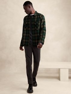 Cut It, Green Plaid, Buffalo Plaid, Jacket Style, Casual Shirts For Men, Chest Pocket, Shirt Jacket, Banana Republic, Buffalo