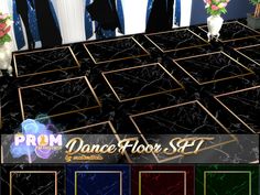 the dance floor set is made up of black marble