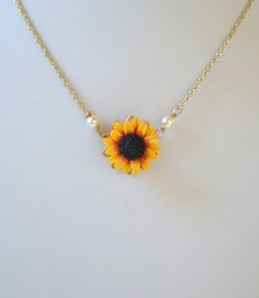 Sunflower Pendant Necklace. Red Yellow Sunflower Simple Drop Cute Red Flower Jewelry, Yellow Flower-decorated Jewelry Gift, Cute Orange Flower Jewelry, Cute Orange Flower Shaped Jewelry, Cute Orange Flower-shaped Jewelry, Sunflower Jewelry, Sunflower Pendant, Sunflower Necklace, Coin Pendant Necklace