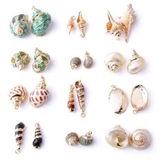 Shell Charms Jewelry, Gold Ocean-inspired Shell For Jewelry Making, Gold Ocean-inspired Shells For Jewelry Making, Necklaces Making, Chain Necklace Women, Necklace Shell, Diy Jewelry Necklace, Conch Shell, Shell Necklace