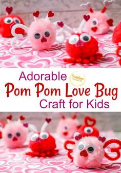 adorable pom - pom love bug craft for kids