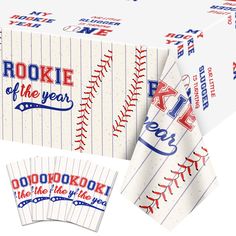 PRICES MAY VARY. 【Rookie of The Year Party Decor】Includes 4 pieces baseball themed 1st birthday tablecloths. Enough quantities are easy to meet the needs of first baseball birthday party table decorations and replacement. 【Unique My Rookie Year Party Decor】On the base of baseball, we chose classical baseball-themed colors(red, blue, white) to design the first birthday tablecloth. Printed with “MY ROOKIE YEAR”, “OUR LITTLE SLUGGER IS TURNING ONE” and “ROOKIE OF THE YEAR” words. We believe that th Baseball 1st Birthday Party, Baseball Table, Baseball Party Decorations, Baseball Theme Birthday, Birthday Party Table Decorations, Baseball Theme Party, Baseball Birthday Party, First Birthday Party Decorations, Rookie Of The Year