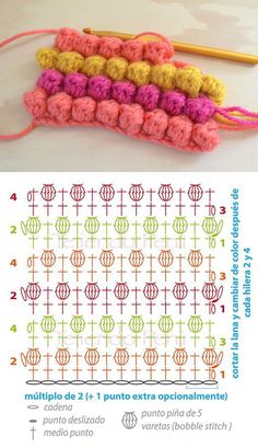 crochet pattern with instructions for how to knit the yarns in spanish and english