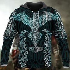 Raven Viking And Thor Hammer 3D All Over Print Hoodie" All Signs are Brand New. * Measures 12\" x 8\" * Amazing Colors, UV Coated. * Quality .025 Gauge Aluminum Plate. * High Resolution Image. * Light Gloss Finish. * Waterproof & Rustproof. * Great piece to Accent an Area or Make a Statement. * USA made, shipped direct." Thor Hammer, Ny Fashion, Sweatshirt Zipper, Print Hoodie, Zipper Hoodie, Unisex Design, Types Of Shirts, Hoodie Print, Thor