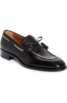 Christian Louboutin Cortochain Loafer (Men) | Nordstrom Luxury Calf Leather Tassel Loafers For Formal Occasions, Luxury Loafers With Red Sole For Work, Luxury Calf Leather Tassel Loafers For Galas, Luxury Loafers With Red Sole, Luxury Loafers With Red Sole And Plain Toe, Elegant Patent Leather Loafers With Red Sole, Luxury Loafers With Red Sole For Business, Luxury Business Loafers With Red Sole, Chic Formal Tassel Loafers With Rubber Sole