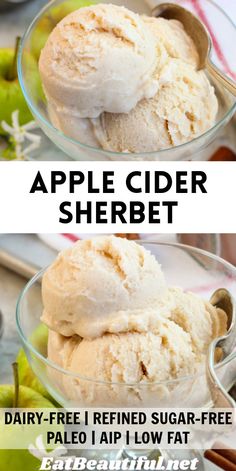 two bowls filled with apple cider sherbet