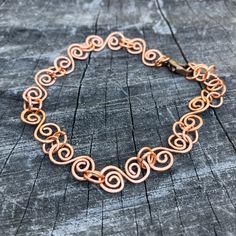 New, Never Worn - Beautiful And Dainty Hammered Copper Artisan Chain Link Bracelet With Spiral And Round Links. Lobster Clasp. Measures 6.75" Including The Clasp, With 1.25" Extension, To A Total Of 8".