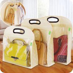 two bags with handles are sitting on the floor