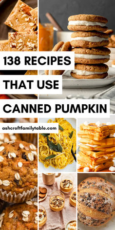 Collage of leftover canned pumpkin recipes. Things To Do With Canned Pumpkin, One Can Of Pumpkin Recipes, Pumpkin Canning Recipes, All Things Pumpkin, What To Make With Canned Pumpkin, Things To Make With Canned Pumpkin, Uses For Canned Pumpkin, Ways To Use Pumpkin Puree, Pumpkin Brunch Recipes