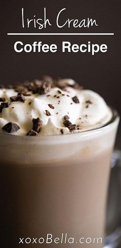 irish cream coffee recipe in a glass mug