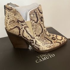 Brand New Size 7 Vince Camuto Vc-Gradina Bootie Vince Camuto Shoes, Shoes Brand, Animal Prints, Tan Brown, Vince Camuto, Bootie, Bootie Boots, Feathers, Bones