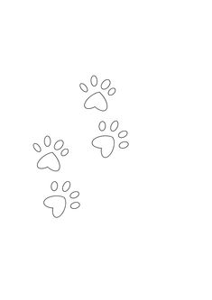 an animal's paw prints are shown in black and white on a plain background