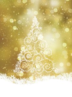 a christmas tree with snow flakes on an orange and gold background, eps file available