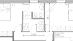 the floor plan for a bedroom and bathroom