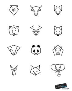 the different types of animals that can be seen in this graphic art project, including an origami style