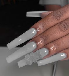 Trending Nail Colors, Nail Colors And Designs, Long Acrylic Nail Designs, Drip Nails, Colored Acrylic Nails, White Acrylic Nails, Simple Acrylic Nails, Glow Nails, Dope Nail Designs