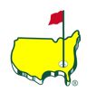 an image of a yellow golf hole with a red flag on the green and white tee