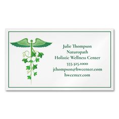 Holistic Medicine Wellness Center Naturopath Green Business Card Magnet