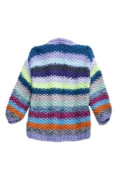 silhouette with multicolored stripes and ribbed trim.longlineFeel the warmth of this lightweight cardigan knit in a V-neck Long sleeves 100% acrylic Spot clean Imported Multicolor Knitted V-neck Cardigan, Multicolor Knit V-neck Cardigan, Cozy Multicolor V-neck Cardigan, Striped V-neck Cardigan For Winter, Multicolor V-neck Outerwear For Layering, Colorful Knit Outerwear For Spring, Colorful Knitted Fall Cardigan, Striped Long Sleeve Knitted Cardigan, Multicolor Knitted Sweater Coat For Spring