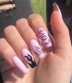 Lil Peep Nails Acrylic, Lil Peep Nails, Peep Nails, Edgy Nails, Grunge Nails, Cute Acrylic Nail Designs, Simple Acrylic Nails, Acrylic Nails Coffin Short, Acrylic Nails Coffin