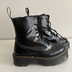 Worn Once Dr Marten Jadon Platform Boots Platform Height 1 3/4 Uk Size 5 Usm 6 Doc Martens Platform Boots Mens, Dr Marten Jadon, Grunge High-top Platform Martin Boots, Gothic Leather Martin Boots With Platform, Jadon Smooth Leather Platform Boots, Dr Martens Jadon Smooth Leather Platform Boots, Jadon Platform Boots, Platform Boots, Dr. Martens