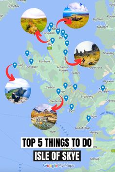 the top 5 things to do in isle of skye, scotland infographical map