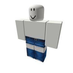 a white and blue box with a smiley face on it's chest, standing in front of a white background