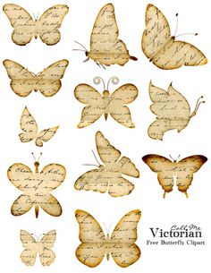 butterflies with writing on them and the words victorian written in cursive inks