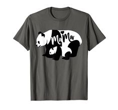 a black and white panda bear with the word mom on it's chest t - shirt