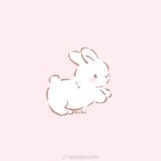 a drawing of a rabbit on a pink background