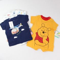 Brand New With Tags Nwt Baby Boy 0-3 And 3 Month Summer Outfits 1 Carter's 3 Piece Set - Short Sleeve T Shirt, Short Sleeve Bodysuit, Shorts - Blue, Plaid 1 Disney Winnie The Pooh Romper - Yellow Yellow Onesie With Cartoon Print For Playtime, Yellow Cartoon Print Onesie For Playtime, Playful Yellow Short Sleeve Onesie, Disney Romper, Bodysuit Shorts, Disney Baby Clothes, 2nd Baby, Disney Winnie The Pooh, Short Sleeve Bodysuit