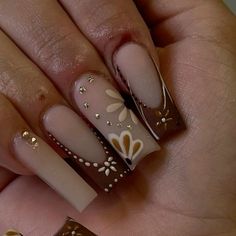 Fall Nail Inspo, Brown Acrylic Nails, Fall Nail Ideas, Spring Acrylic Nails, Nails Winter, Brown Square