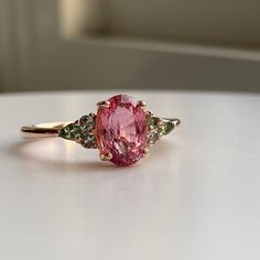 Sapphire Engagement Ring Pink, Pink Saphire Engagement Ring, Pink Wedding Ring, Green Wedding Rings, Green Engagement Rings, Engagement Ring Pink, Pink Gemstone Ring, Pink Sapphire Engagement Ring, Pink Engagement