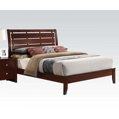 ACME Ilana Eastern King Bed, Brown Cherry 20397EK FredCo Twin Sleigh Bed, Contemporary Bedroom Sets, Bunk Bed Loft, Eastern King Bed, Headboard Design, Slatted Headboard, Queen Panel Beds, Sleigh Beds, Headboard Designs