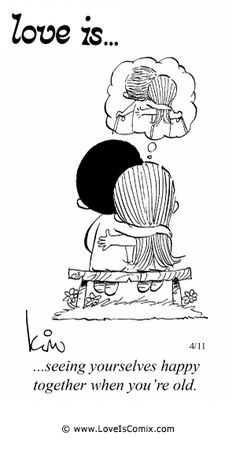 a black and white drawing of a person sitting on a bench with the words love is