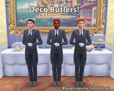 three men in suits standing next to each other with the caption deco butters