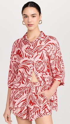 Seven Wonders Venus Shirt | Shopbop Venus Clothing Tops, Beach Rayon Top With Camp Collar, Short Sleeve Rayon Camp Shirt For Vacation, Vacation Graphic Print Button-up Blouse, Short Sleeve Rayon Shirt For Beach, Rayon Short Sleeve Shirt For Beach, Summer Printed Blouse With Spread Collar, Red Button-up Blouse For Vacation, Relaxed Fit Rayon Shirt For Vacation